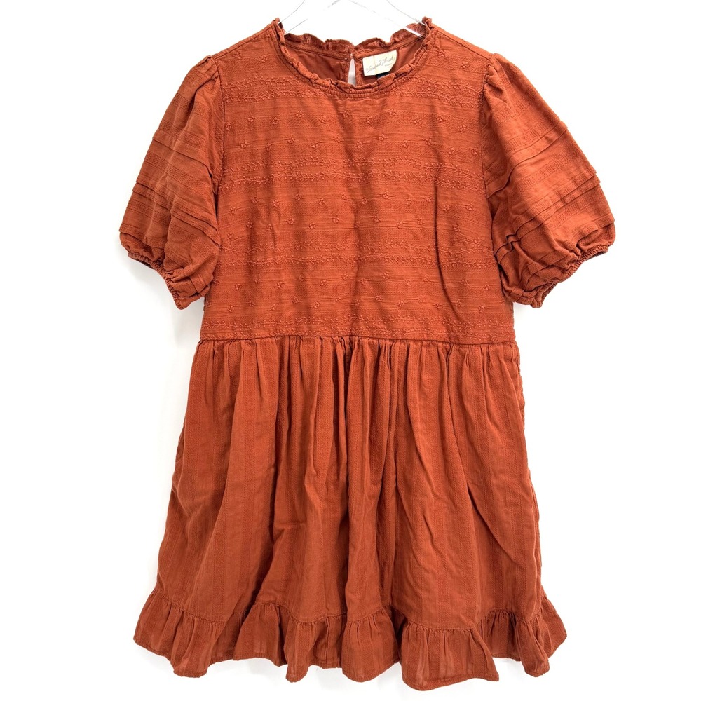 Universal Thread Embroidered Babydoll Mini Dress XXL Rust Orange Cottage Prairie